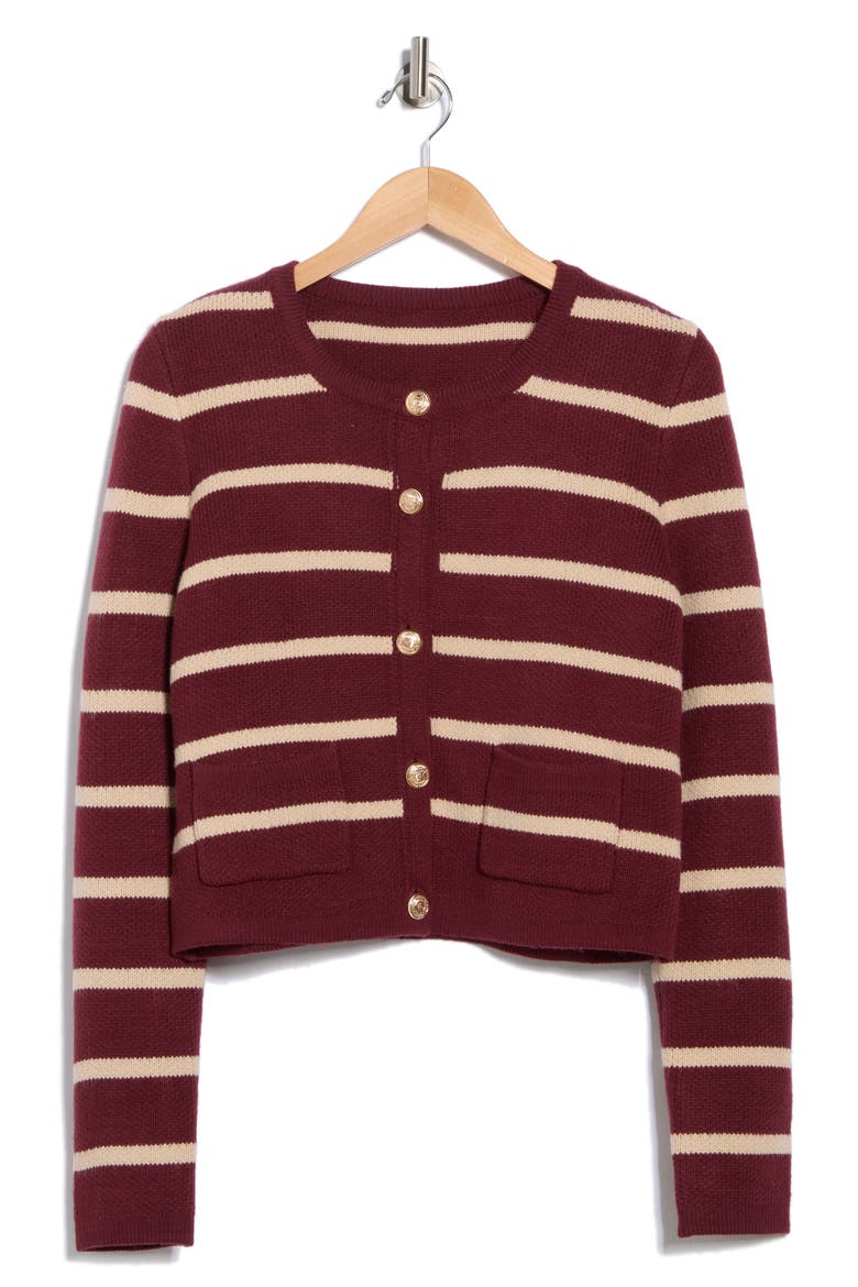 Babysoft Cardigan Sweater, Alternate, color, BORDEUAX/ SAND