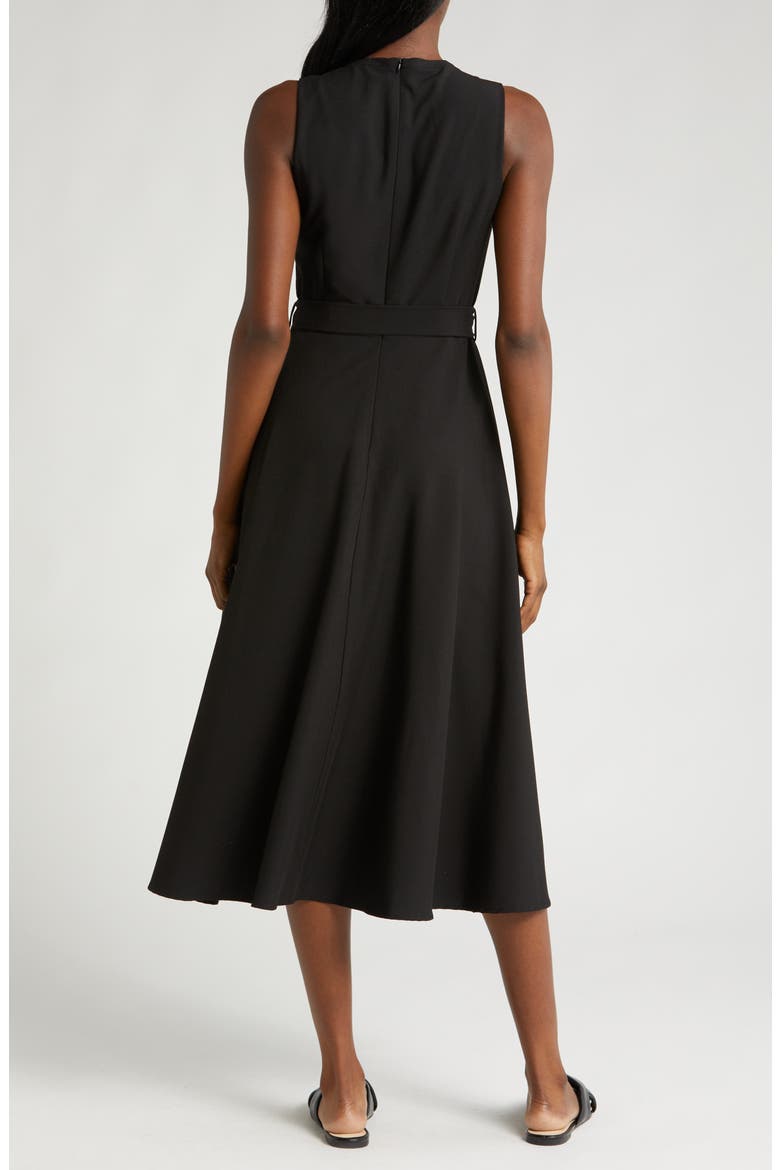 Tie Belt Fit & Flare Dress, Alternate, color, BLACK