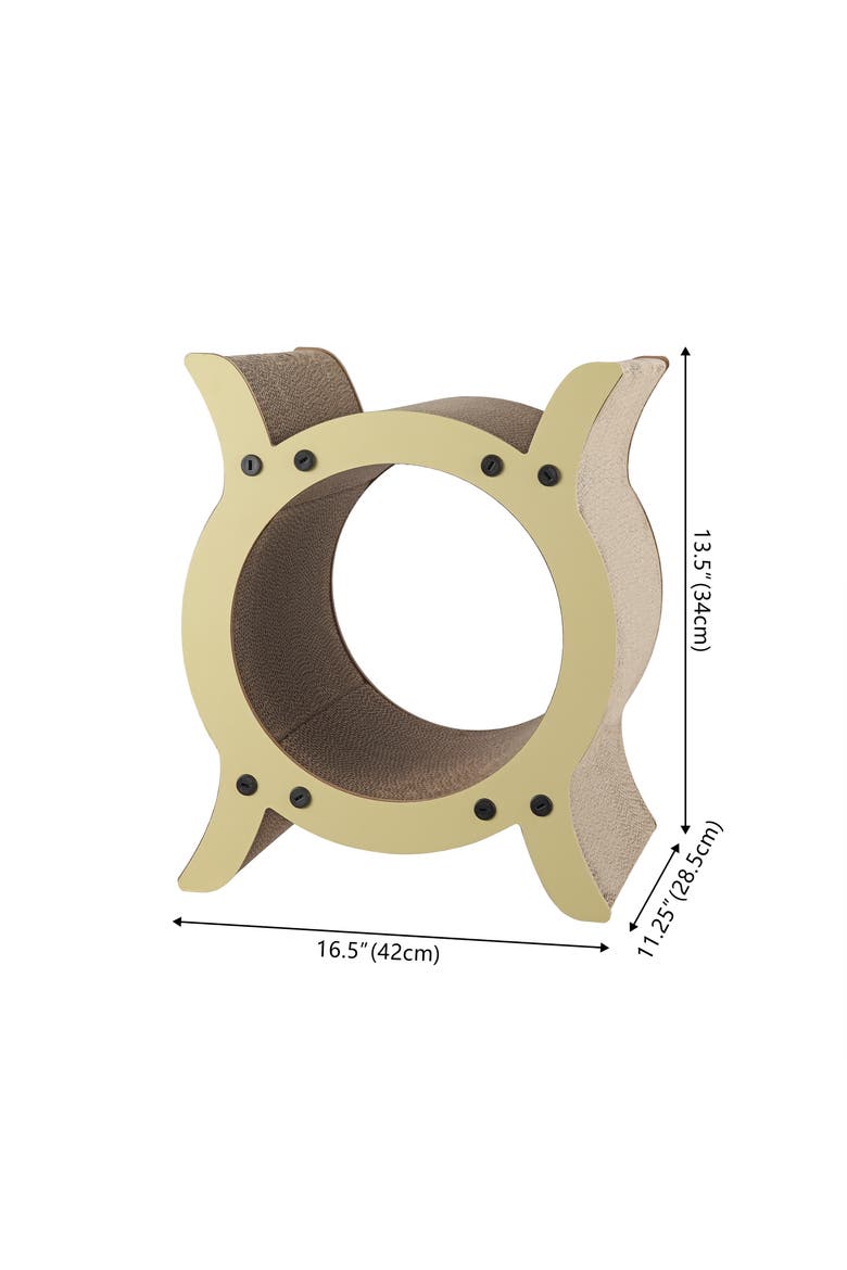 Nyan Modern Cardboard Tunnel Cat Scratcher with Catnip, Alternate, color, Almond
