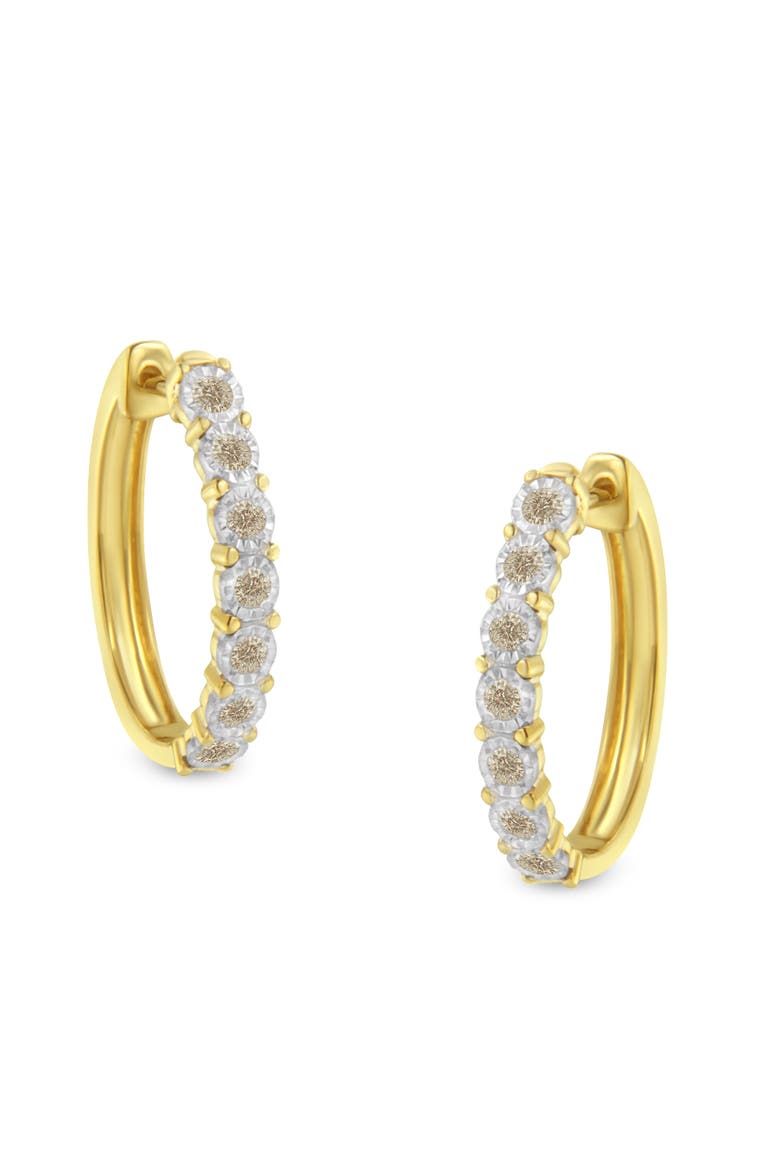 10KT Two-Toned Gold Diamond Hoop Earring, Main, color, Yellow