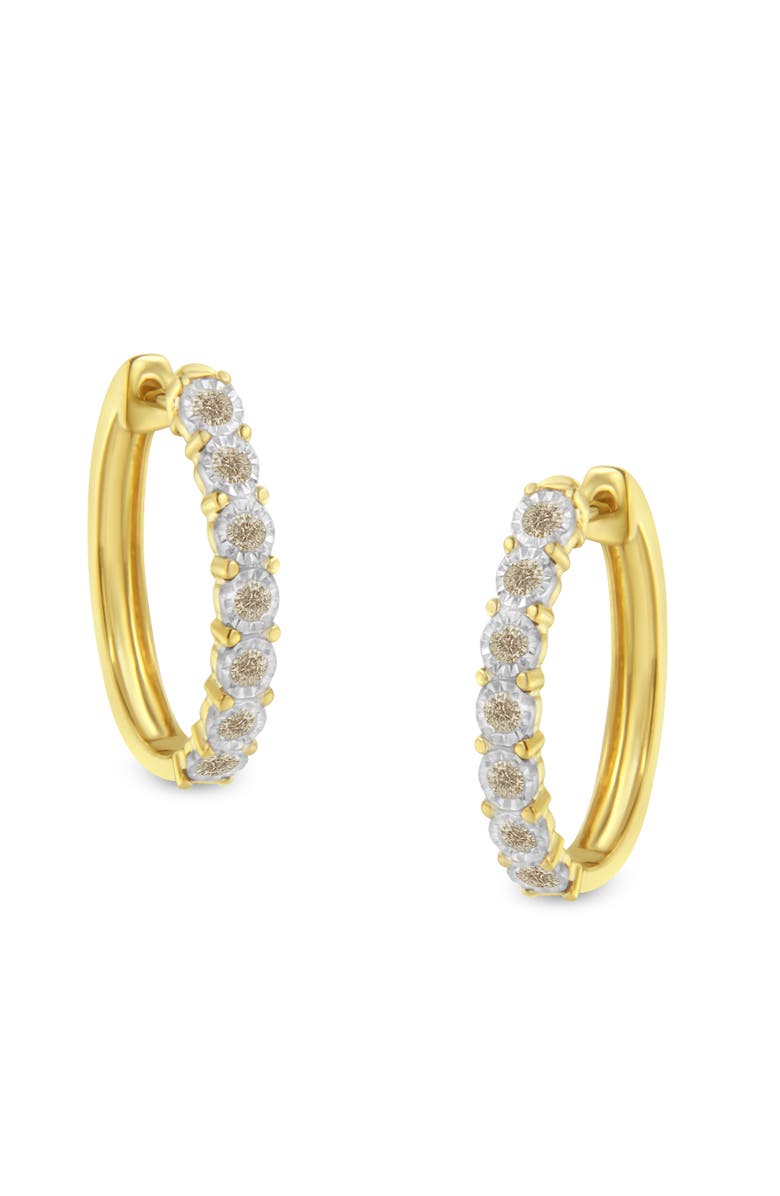 Haus of Brilliance 10KT Two-Toned Gold Diamond Hoop Earring, Main, color, Yellow