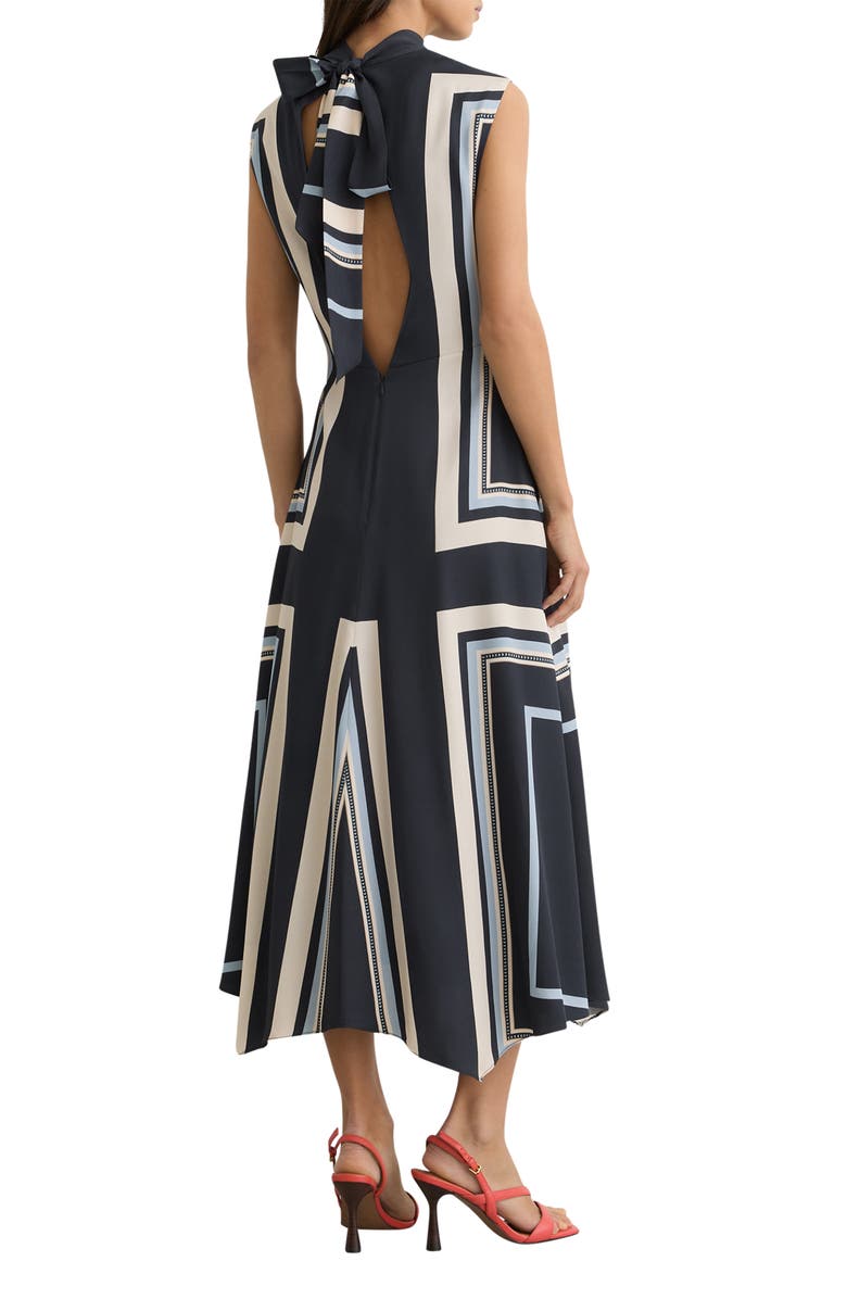 Reiss Lissy Printed Mock Neck Dress, Alternate, color, Navy