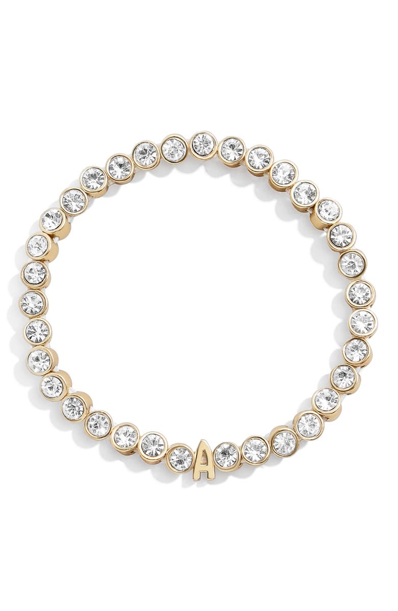 BaubleBar Initial Crystal Beaded Stretch Bracelet, Alternate, color,