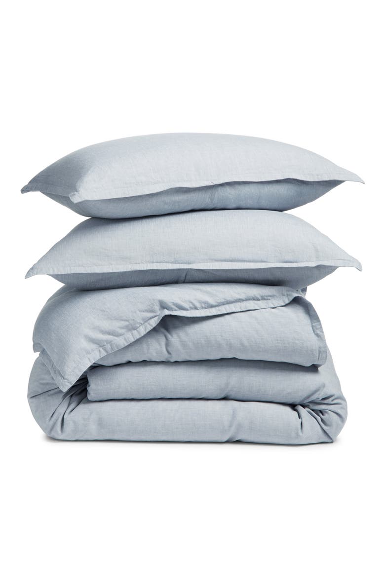 Lyocell & Linen Duvet Cover & Shams Set, Main, color, BLUE CHIP