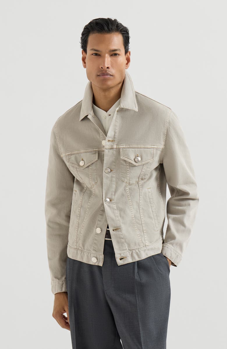 Brunello Cucinelli Denim four-pocket jacket, Alternate, color, Khaki