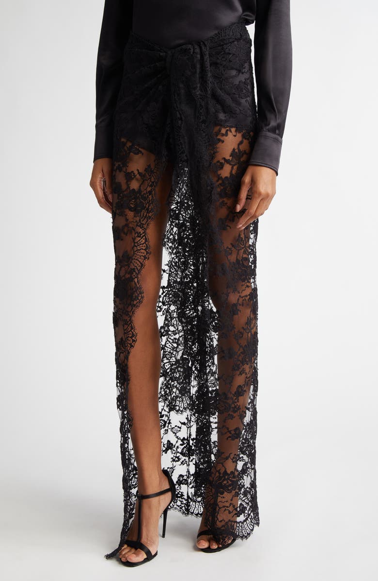 Dolce&Gabbana Long Chantilly Lace Skirt, Alternate, color, 