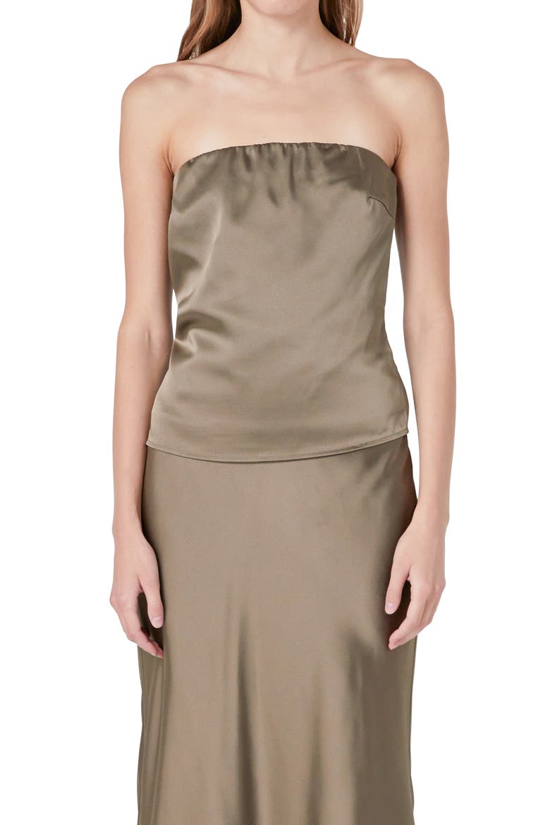 Strapless Satin Top, Alternate, color, ESPRESSO