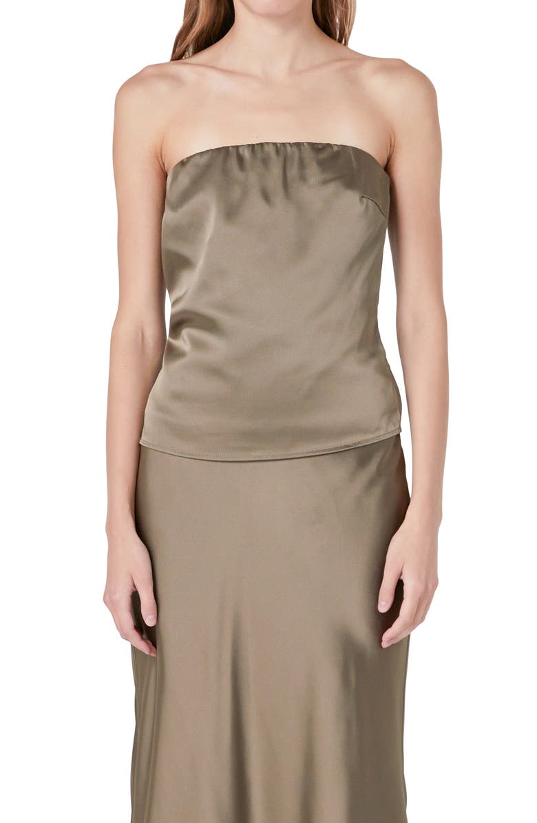 Endless Rose Strapless Satin Top, Alternate, color, Espresso