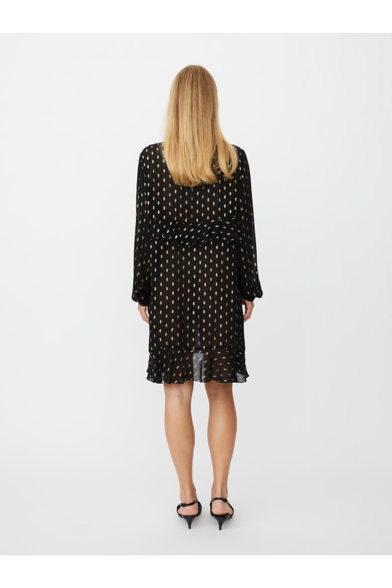 Long Sleeve V-Neck A-Line Dress, Alternate, color, Black