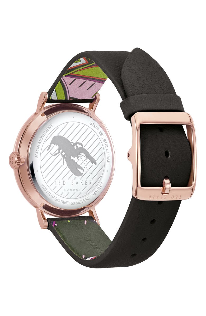 Ted Baker London Phylipa Flowers Leather Strap Watch, 37mm, Alternate, color,