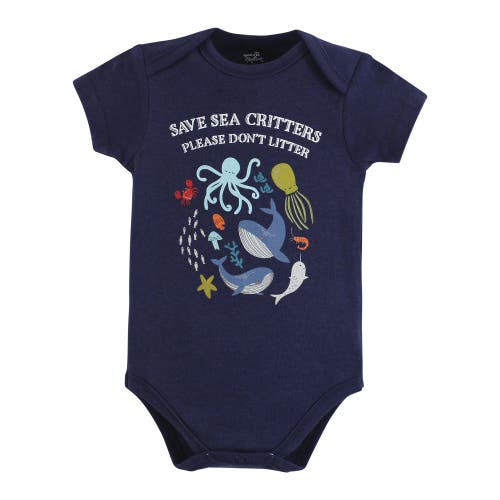 Touched By Nature Organic Cotton Bodysuits In Blue