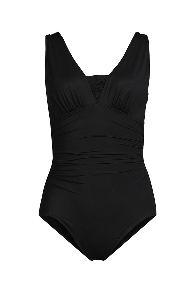 Plus Size Long Torso New SlenderSuit Grecian Adjustable Low Leg One Piece, Alternate, color, Black