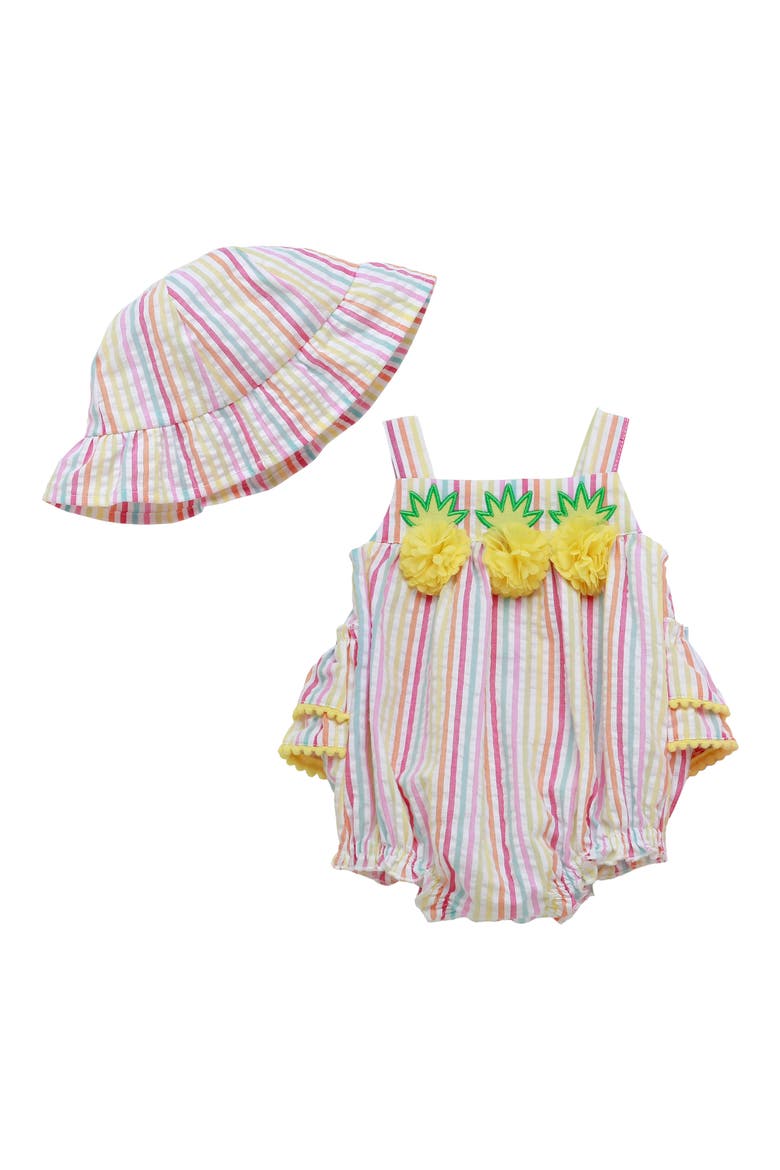 Kids' Bubble Romper & Bucket Hat Set, Main, color, GREY