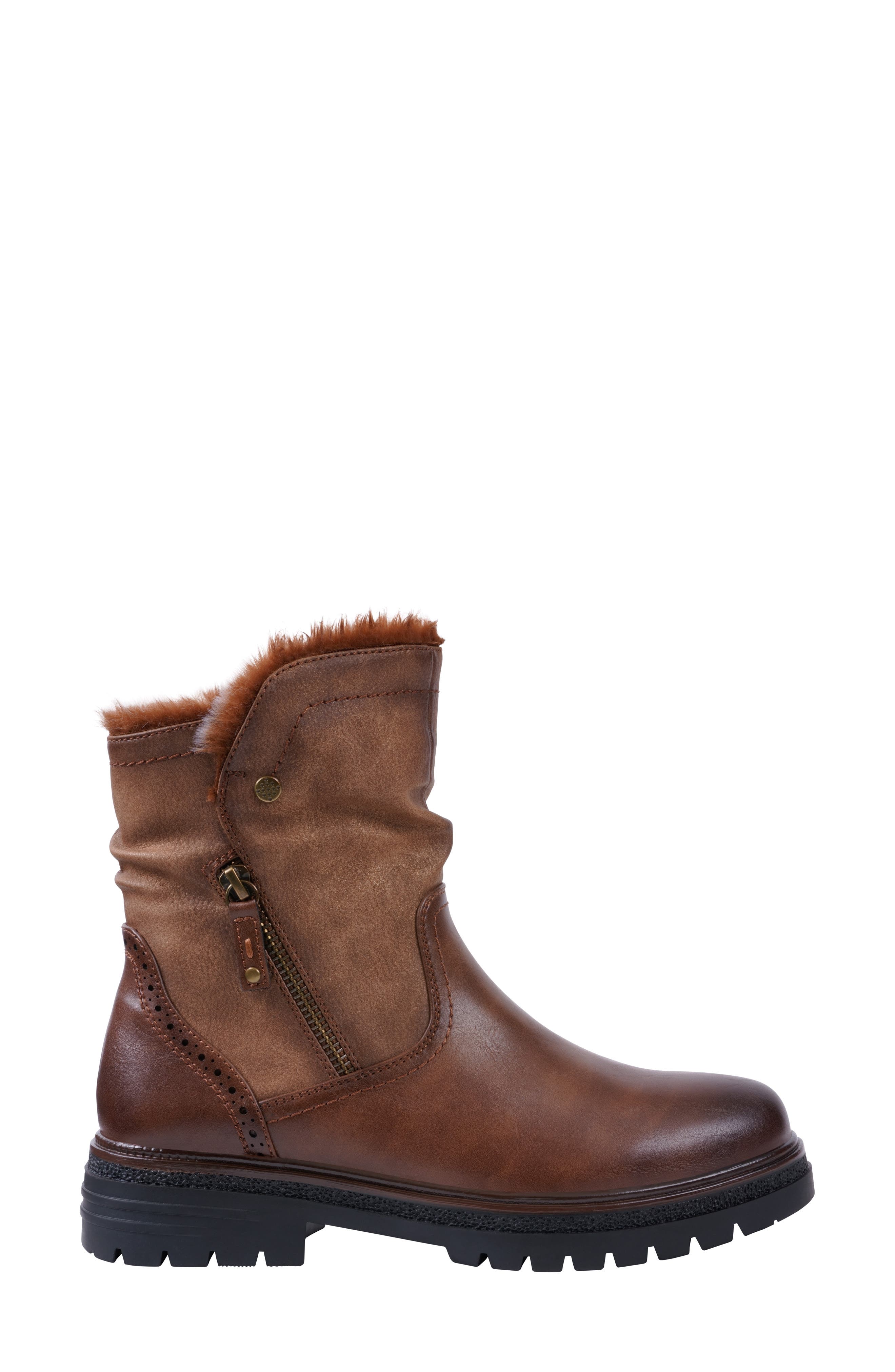 GC SHOES Martin Faux Fur Lined Bootie, Alternate, color, Cognac