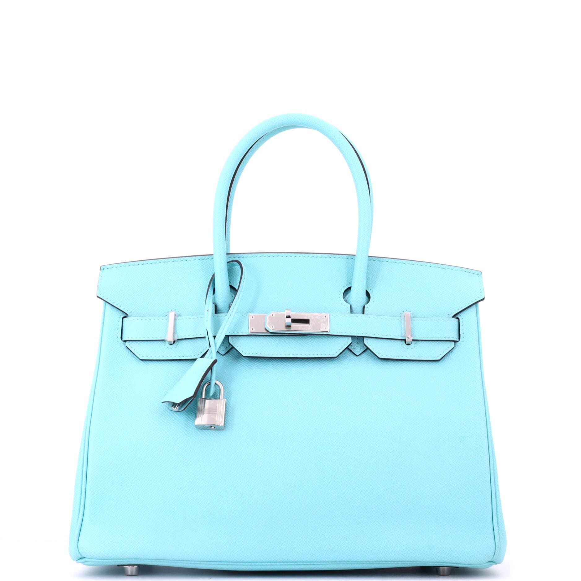 Birkin Handbag Blue Epsom with Palladium Hardware 30, Main, color, Blue