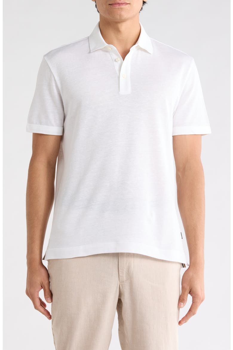 Press Cotton & Linen Blend Polo, Main, color, WHITE