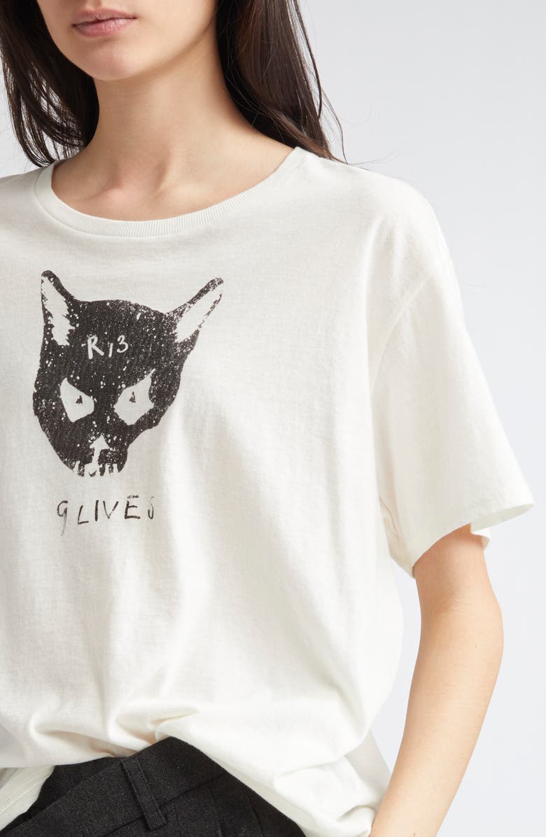 R13 9 Lives Cotton & Cashmere Graphic T-Shirt, Alternate, color,