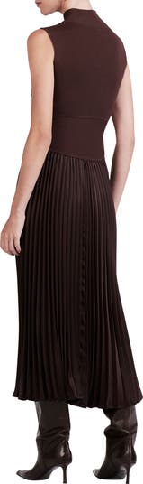 Maizie Sleeveless Pleated Mixed-Media Dress