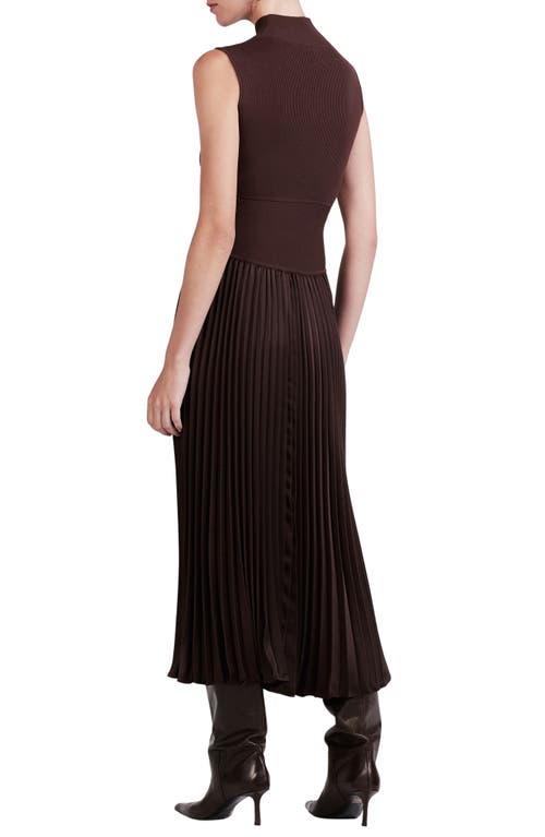 Derek Lam 10 Crosby Maizie Sleeveless Pleated Mixed-media Dress In Chocolate