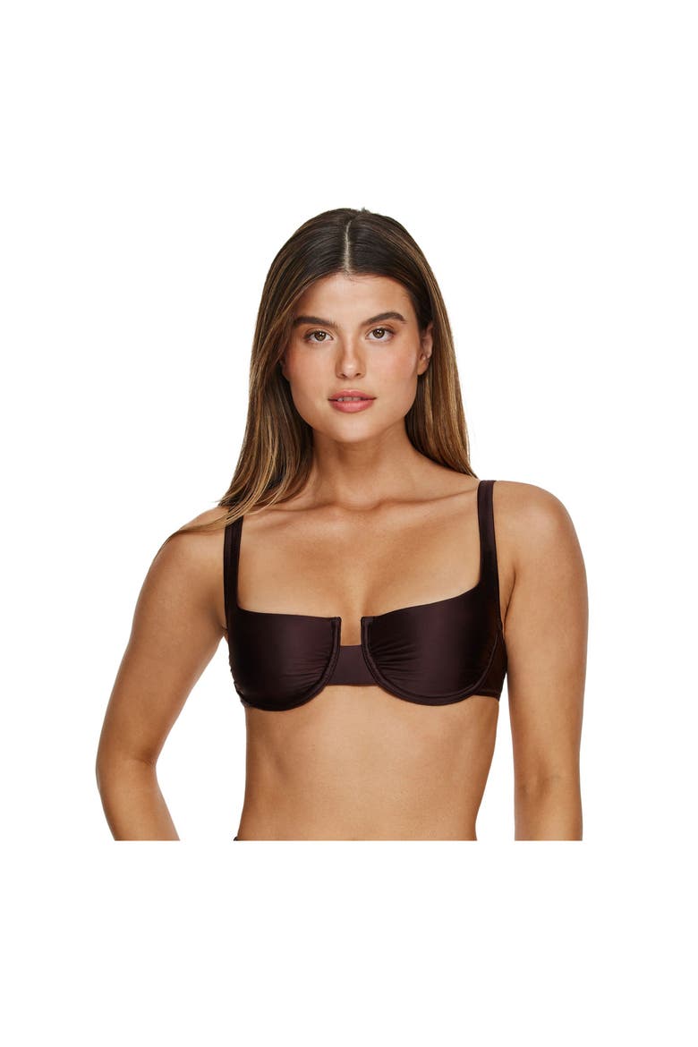 Satin Touch Underwire Bikini Top, Main, color, Brown