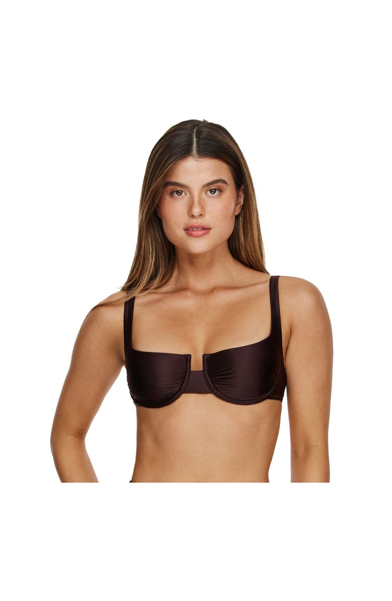 Flirtt Gottex Satin Touch Underwire Bikini Top, Main, color, Brown
