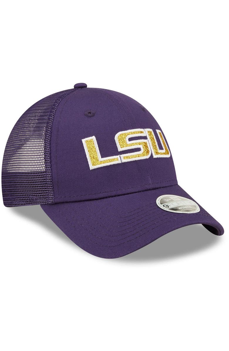 New Era Women's New Era Purple LSU Tigers 9FORTY Logo Spark Trucker Snapback Hat, Alternate, color,
