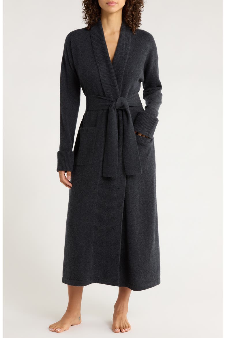 Cashmere Robe, Main, color, DARK CHARCOAL HEATHER