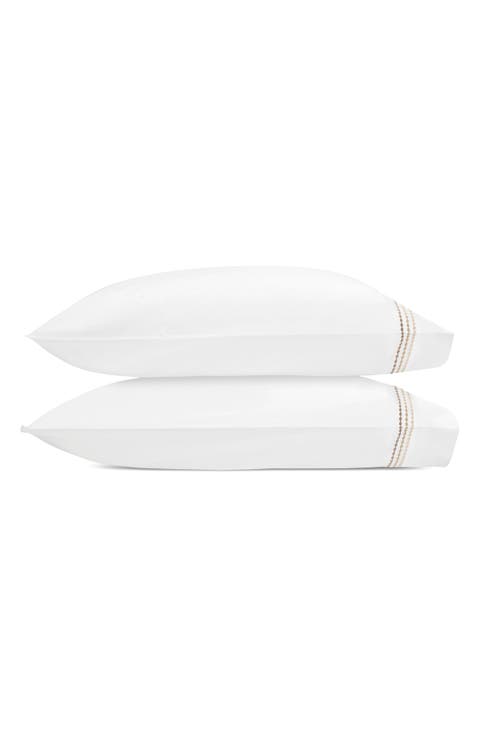 Set of 2 Amara Triple Pearl Embroidered Cotton Pillowcase