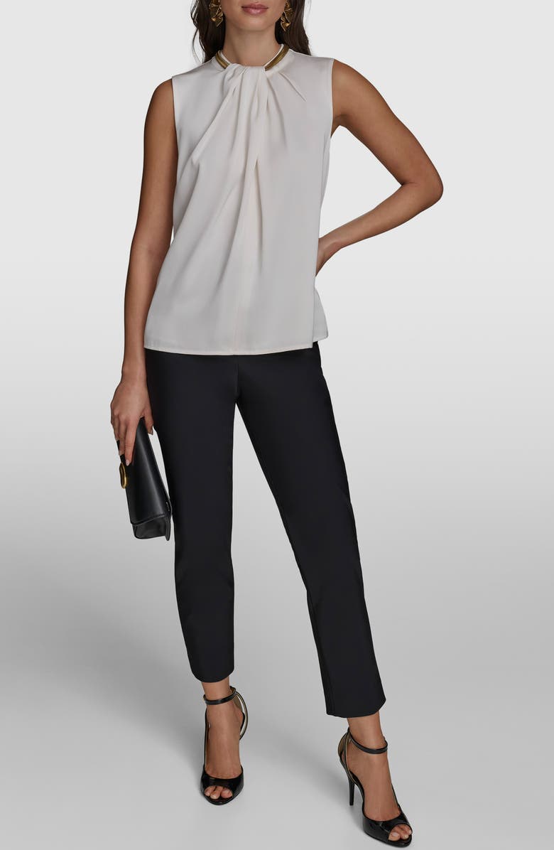 Donna Karan New York Hardware Accent Sleeveless Twist Neck Top, Alternate, color, 