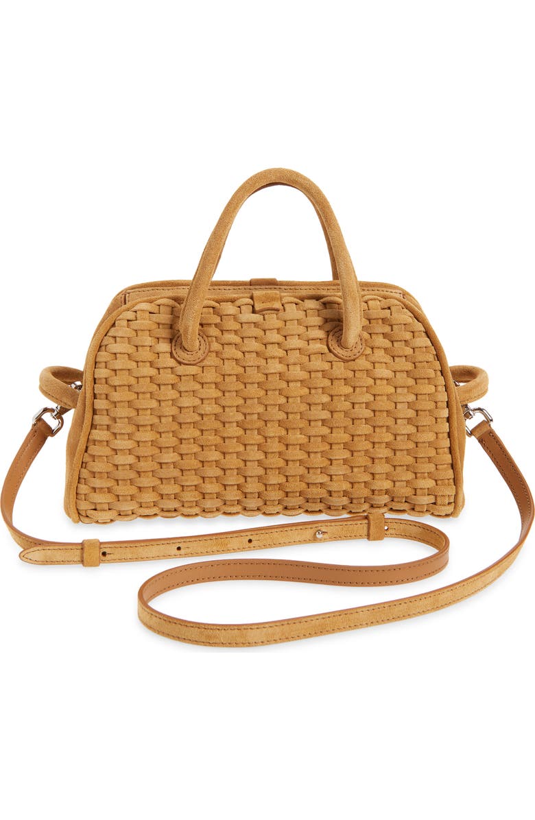 Jacquemus Le Petit Turismo Woven Suede Bowling Bag, Alternate, color, Camel 830