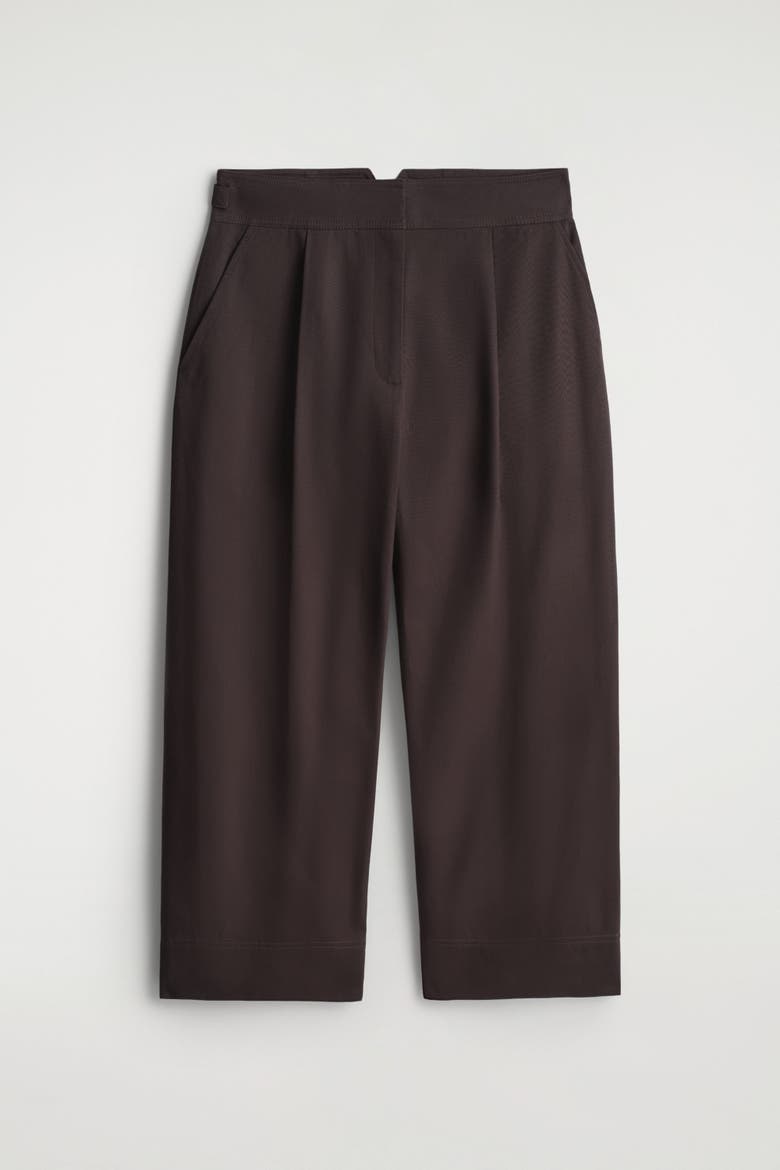 Cropped Cotton Balloon Pants, Alternate, color, DARK BROWN