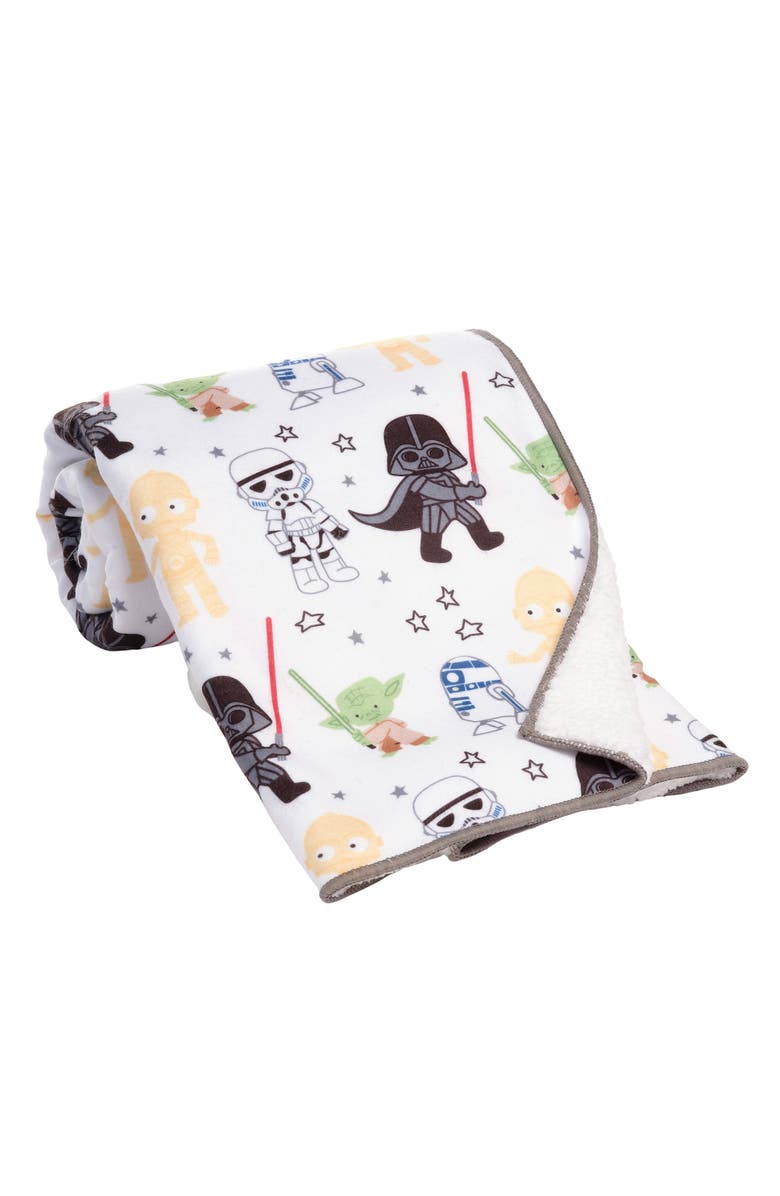 Lambs & Ivy Star Wars Classic Fleece Baby Blanket - Yoda/Darth Vader/R2-D2/C-3PO, Alternate, color, White