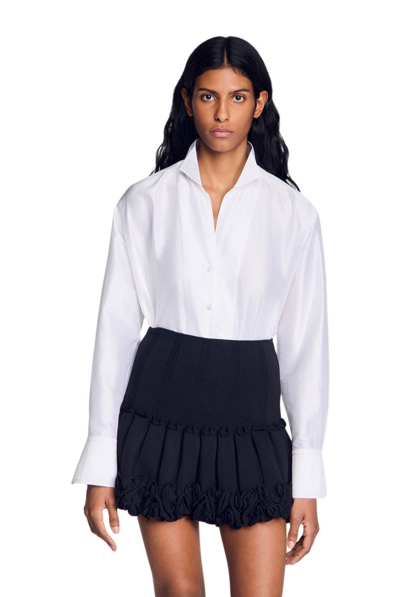 Oversized silk satin shirt, Alternate, color, White