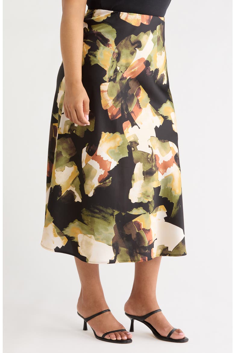 Print Flare Maxi Skirt, Alternate, color, BAY LEAF MULTI