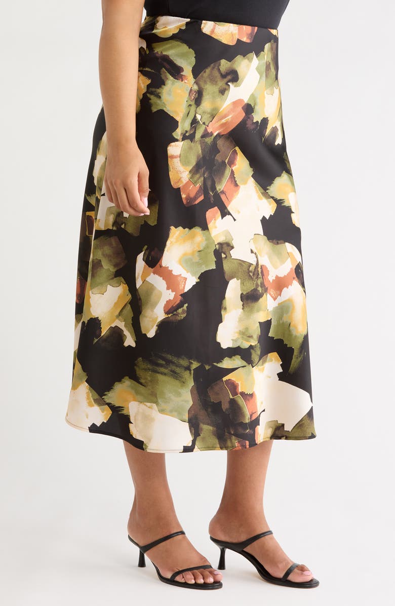 Anne Klein Print Flare Maxi Skirt, Alternate, color, Bay Leaf Multi