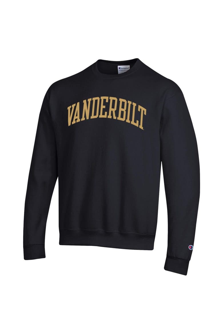 Men's Champion  Black Vanderbilt Commodores Basic Arch Fleece Pullover Sweatshirt, Alternate, color, Black