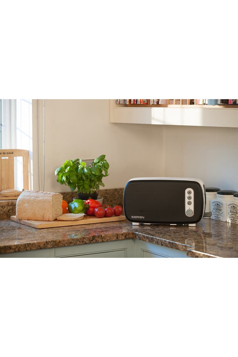 Seren Toaster Black Panel US Plug-Main Unit, Alternate, color, WHITE, BLACK