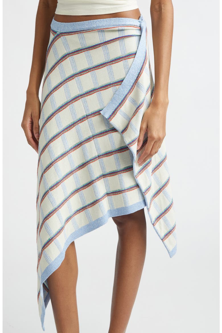 Check Jacquard Asymmetric Skirt, Alternate, color, IVORY