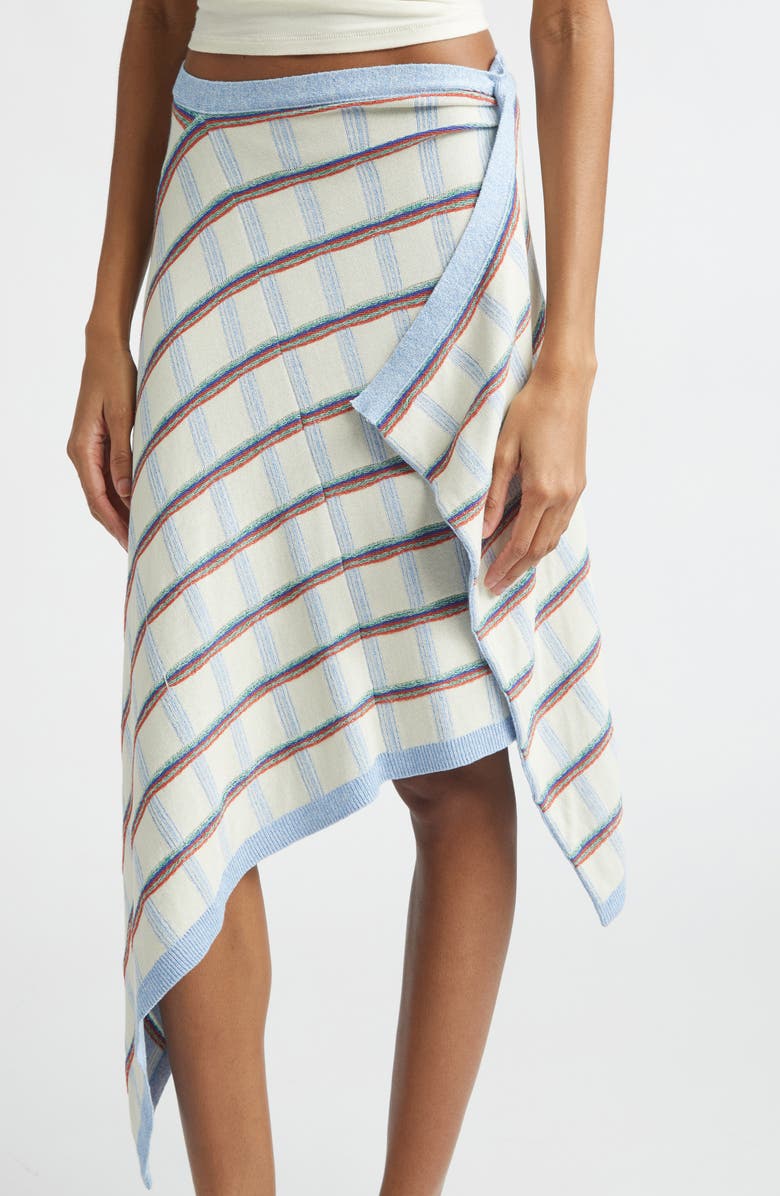 EENK Check Jacquard Asymmetric Skirt, Alternate, color, Ivory
