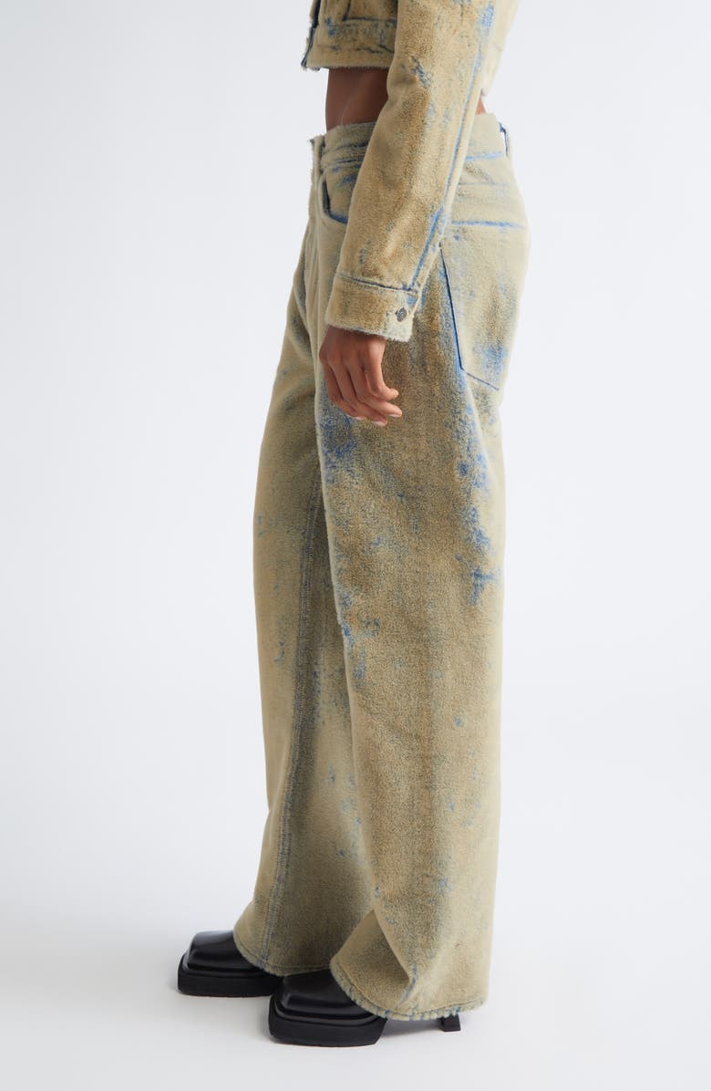 Acne Studios Loose Fit Flocked Denim Jeans, Alternate, color, Blue/ Beige