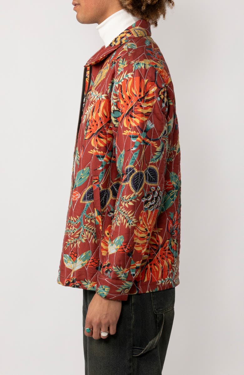 Raga Man Balvan Print Quilted Zip Jacket, Alternate, color, 088 Red