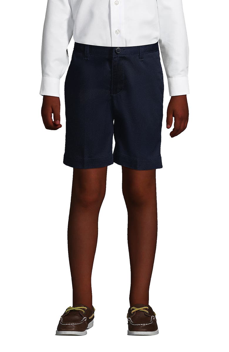 Lands' End Boys Plain Front Blend Chino Shorts, Main, color, Classic Navy
