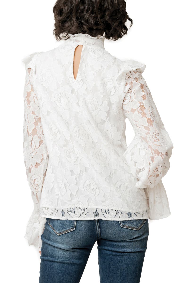 GIBSONLOOK Ruffle Lace Top, Alternate, color, Ivory