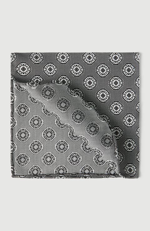 Silk pocket square with medallion design