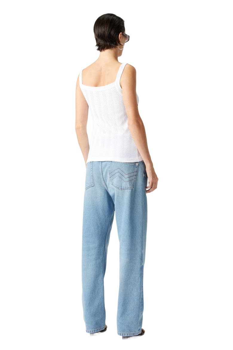 Tone-on-tone Zigzag Cotton And Viscose Tank Tops, Alternate, color, White