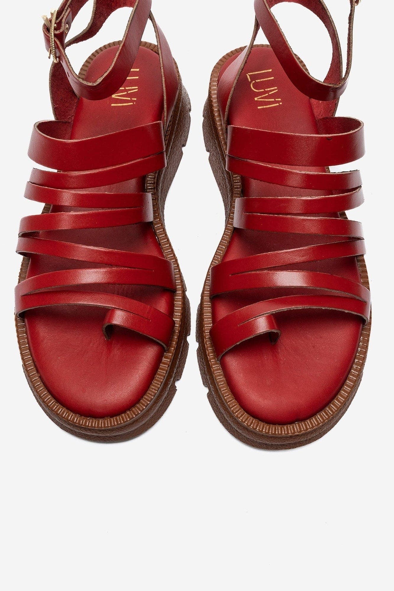 Pelsa Leather Multi Strap Sandal, Alternate, color, Red