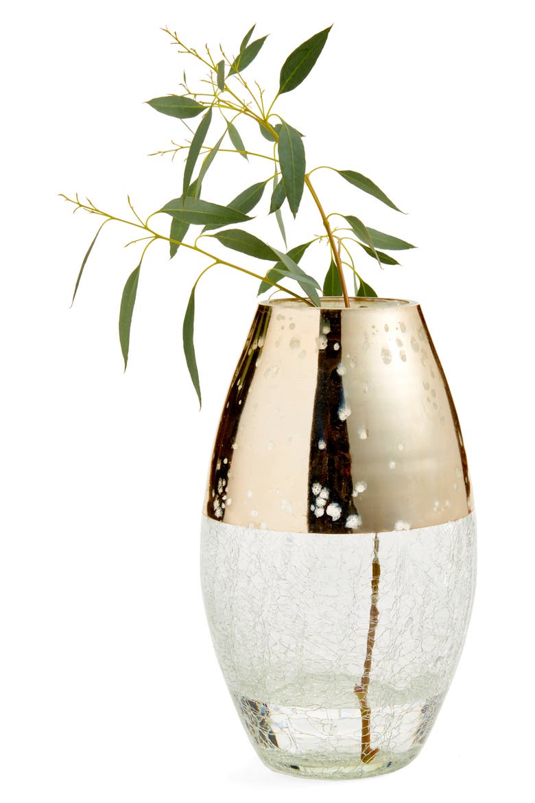 Large Metallic Glass Vase, Main, color, GOLD