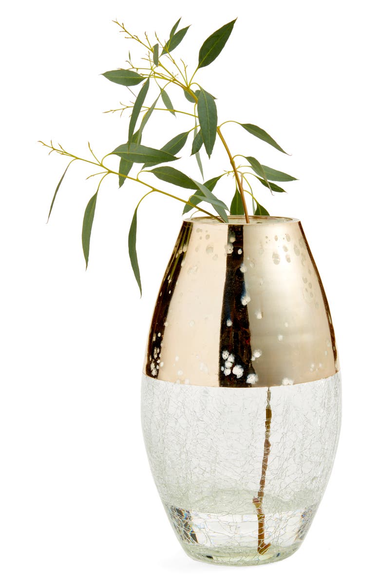 NORDSTROM AT HOME Large Metallic Glass Vase, Main, color, 