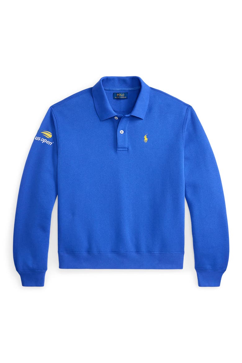 US Open Arctic Fleece Long Sleeve Polo, Alternate, color, BLUE