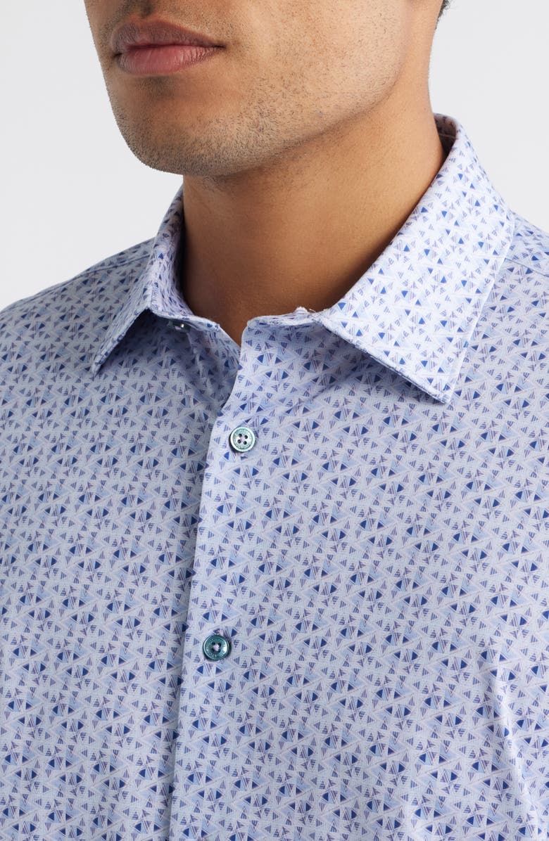 Bugatchi James OoohCotton<sup>®</sup> Geometric Print Button-Up Shirt, Alternate, color, Lilac